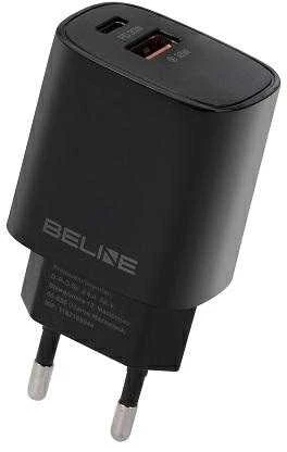 Beline laidinis įkroviklis 1x USB-C + 1x USB 30Wjuodos spalvos (only head) PD 3.0 + QC 3.0 BLN2CB30 GaN