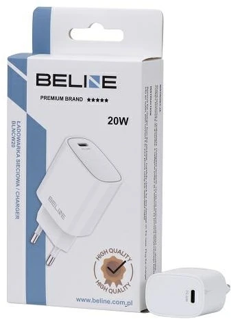 Beline įkroviklis 1x USB-C 20W baltos spalvos (tik antgalis) PD 3.0 BLNCW20