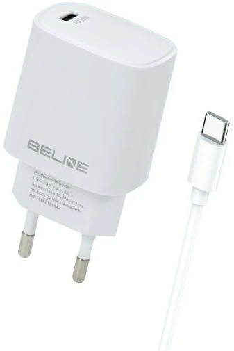 Beline Charger 1x USB-C 20W + cableUSB-C baltos spalvos /baltos spalvos PD 3.0 BLNCW20C