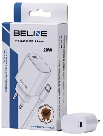 Beline Charger 1x USB-C 20W + cableUSB-C baltos spalvos /baltos spalvos PD 3.0 BLNCW20C