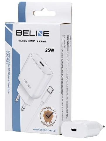 Beline Charger 1x USB-C 25W + cableUSB-C baltos spalvos /baltos spalvos PD 3.0 BLNCW25C GaN