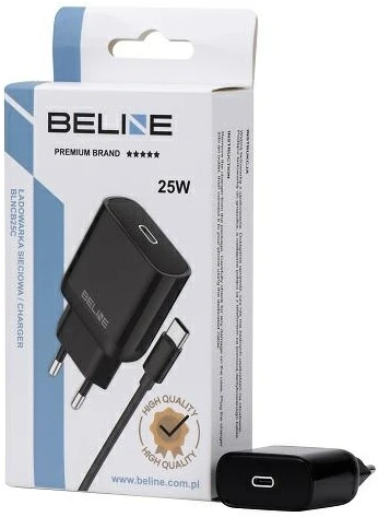 Beline Charger 1x USB-C 25W + cableUSB-C juodos spalvos /juodos spalvos PD 3.0 BLNCB25C GaN