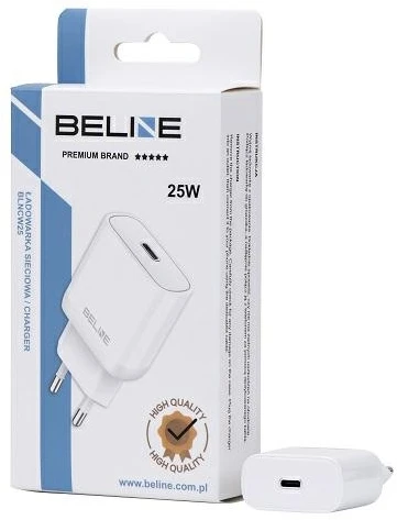 Beline įkroviklis 1x USB-C 25W baltos spalvos (tik galvutė) PD 3.0 BLNCW25 GaN