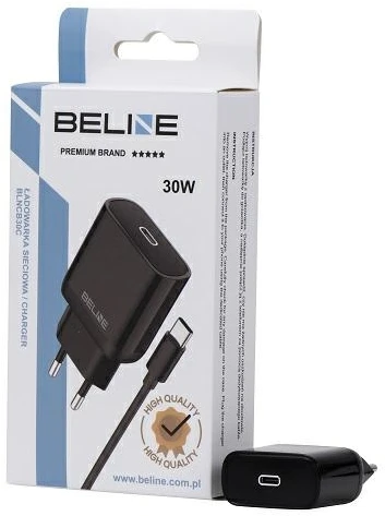 Beline Charger 1x USB-C 30W + cableUSB-C juodos spalvos /juodos spalvos PD 3.0 BLNCB30C GaN