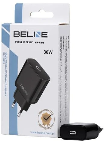 Beline įkroviklis 1x USB-C 30W juodos spalvos (tik galvutė) PD 3.0 BLNCB30 GaN
