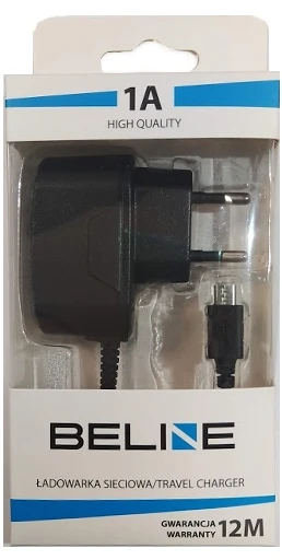Laidinis įkroviklis Beline microUSB 1A juodos spalvos