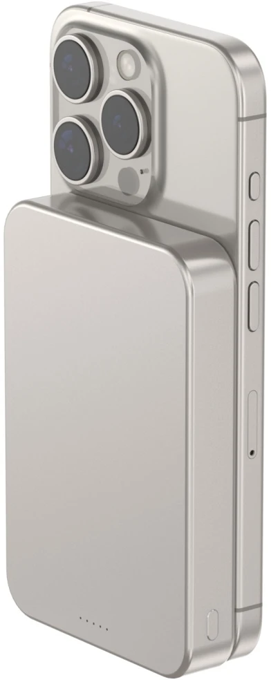 Beline Mini Powerbank Cellline MagSafe 10000mAh Qi2 15W CL-MBP-03 pilkos spalvos Magnetinė belaidė mini Powerbank