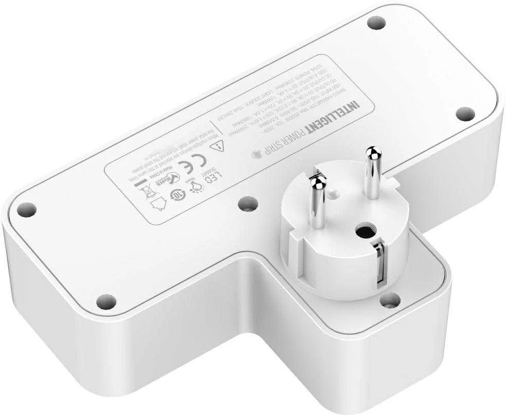 Beline maitinimo lizdas su LED apšvietimu 2xUSB-A/USB-C/2xAC baltos spalvos