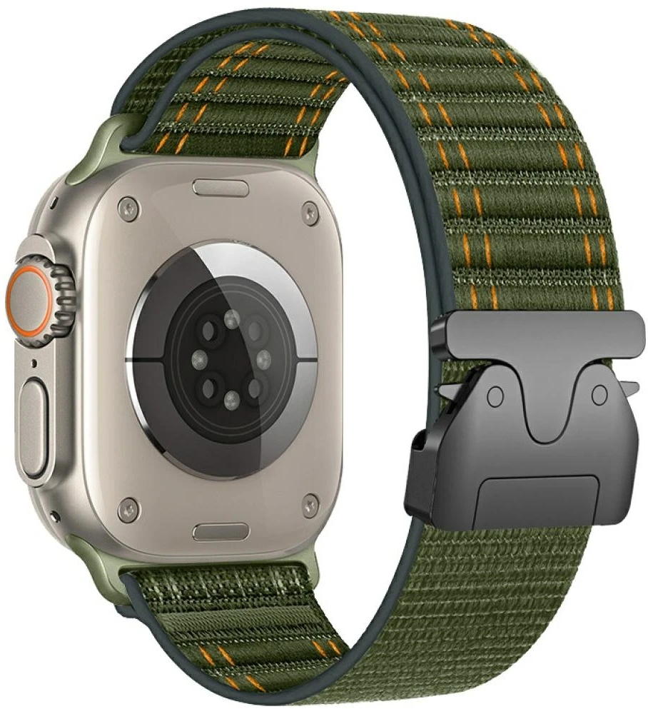 Beline Woven Nylon Diagonal Style Parachute apyrankė for Apple Watch 38/40/41mm žalios spalvos