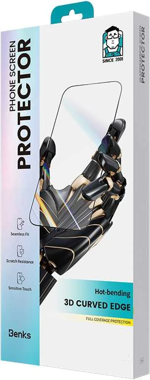 Benks apsauginis stiklas Arc Shield Full Coverage skirtas Apple iPhone 15 Pro Max juodos spalvos