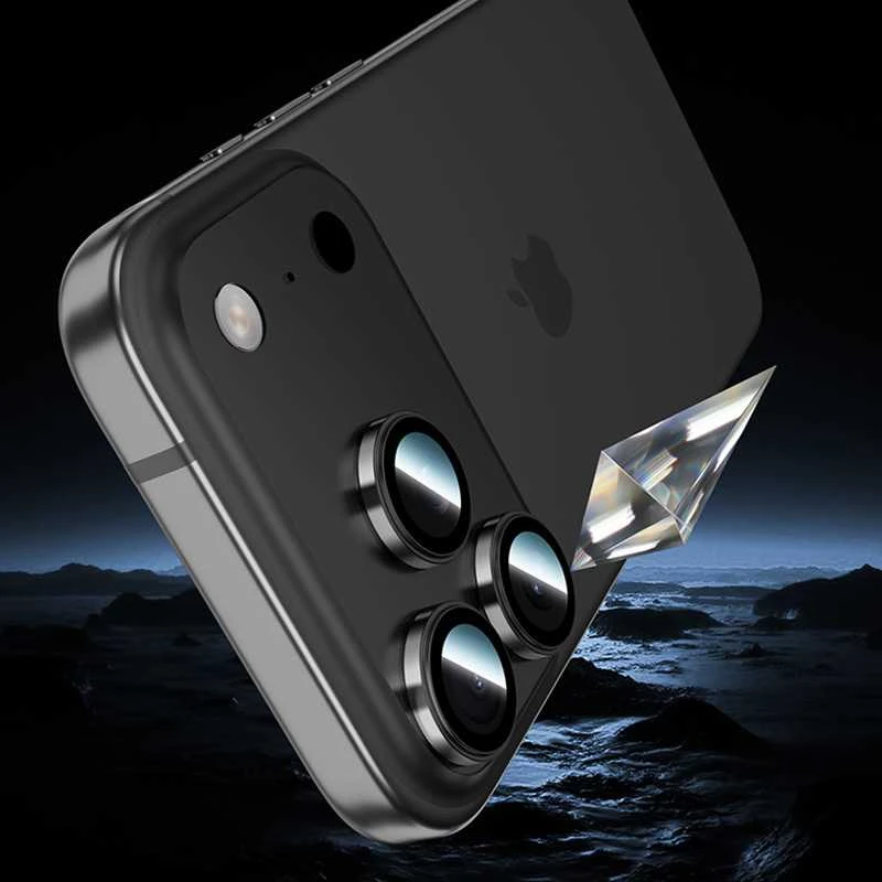 Benks Apsauginis stiklas Glass Warrior Metal Lens Protector telefonui skirtas Apple iPhone 17 Pro/17 Pro Max (objektyvui 3 vnt) juodas