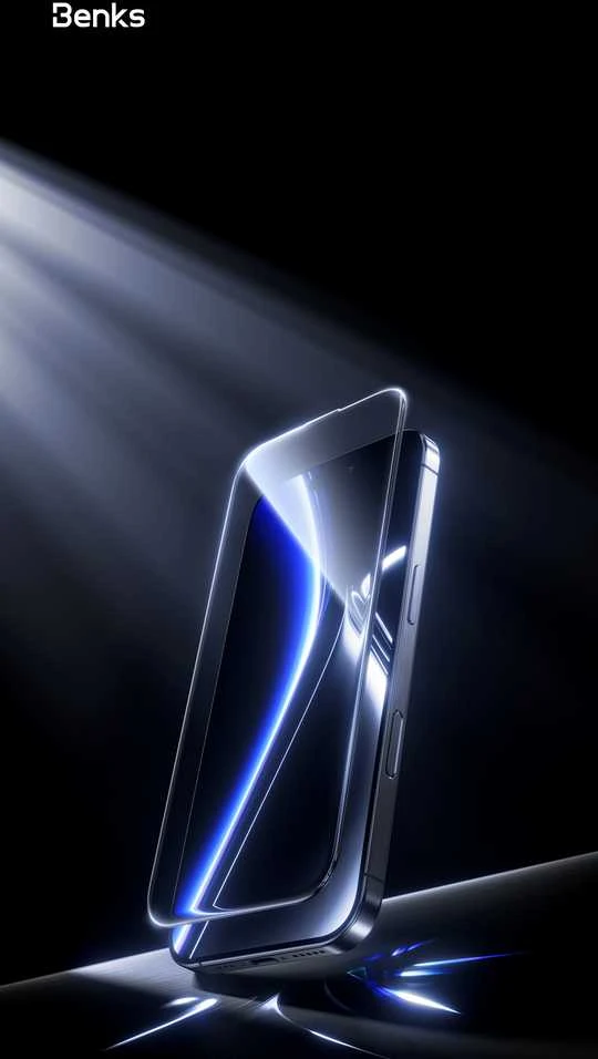 Benks apsauginis stiklas Glass Warrior Sapphire Coating (LS65) skirtas Apple iPhone 16 Pro Max juodos spalvos (Thin Edge)