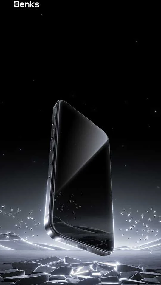 Benks apsauginis stiklas Glass Warrior Sapphire Coating (LS65) skirtas Apple iPhone 16 Pro Max juodos spalvos (Thin Edge)