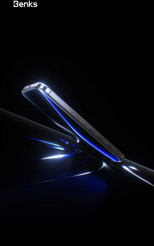 Benks apsauginis stiklas Glass Warrior Sapphire Coating (LS65) skirtas Apple iPhone 16 Pro Max juodos spalvos (Thin Edge)