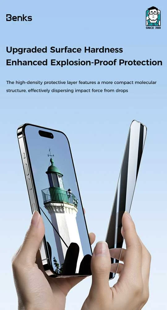 Benks apsauginis stiklas Ultra Shield Privacy Glass (FK66) skirtas Apple iPhone 16 Pro Max juodos spalvos