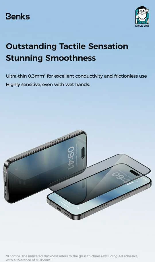 Benks apsauginis stiklas Ultra Shield Privacy Glass (FK66) skirtas Apple iPhone 16 Pro Max juodos spalvos