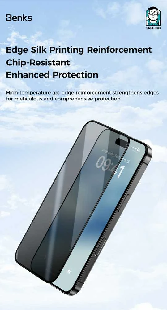 Benks apsauginis stiklas Ultra Shield Privacy Glass (FK66) skirtas Apple iPhone 16 Pro Max juodos spalvos