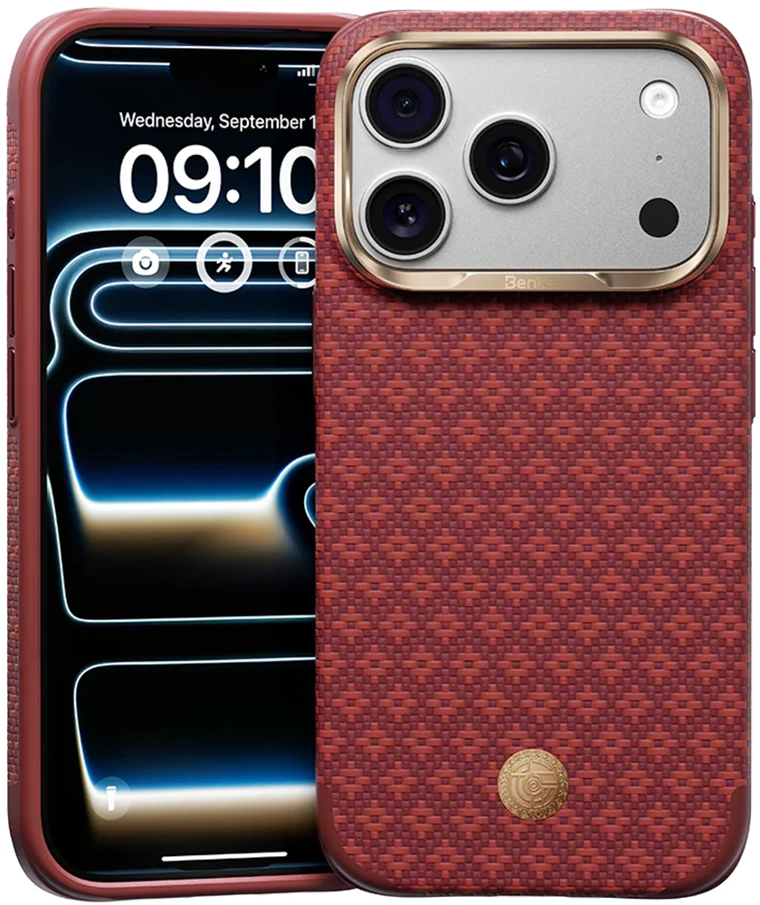 Benks ArmorGrid Edge X9 Air Navigator Kevlar Dėklas (C.K.FL.AP.RD.X069) iPhone 18 Pro/17 Pro Sawy raudonos spalvos