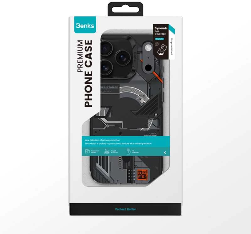 Benks Dėklas Dynamic Magnetic Mecha (D069) skirtas iPhone 17 Pro juodos spalvos (Camera Control Button)