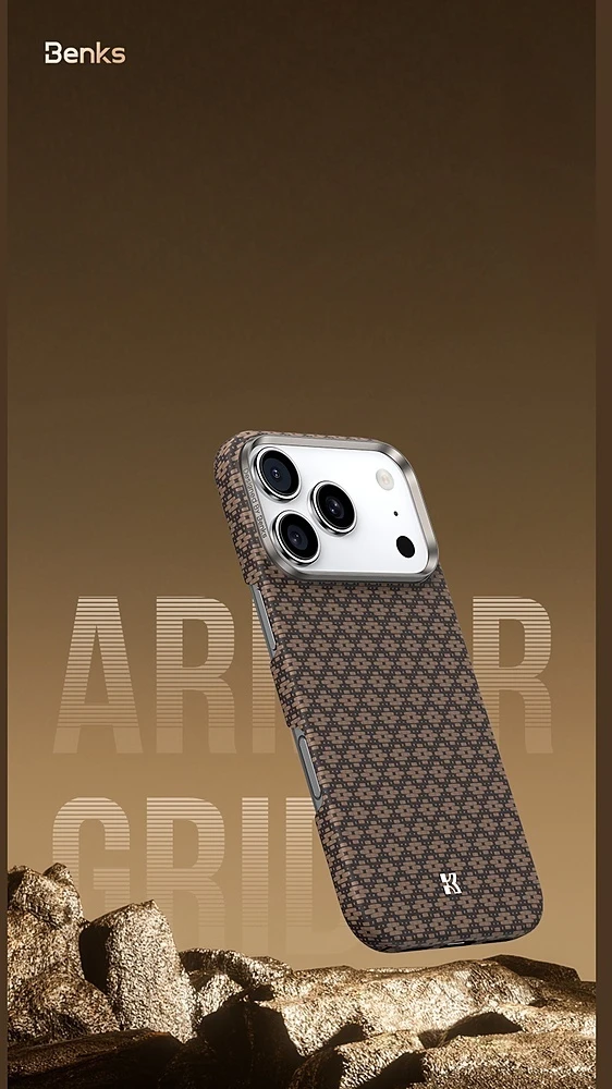 Benks Magnetic Armor Air Armor Grid Kevlar Metal Frame 600D (C.K.FL.AP.BE.0072) dėklas skirtas Iphone 18 Pro/17 Pro mėlynas