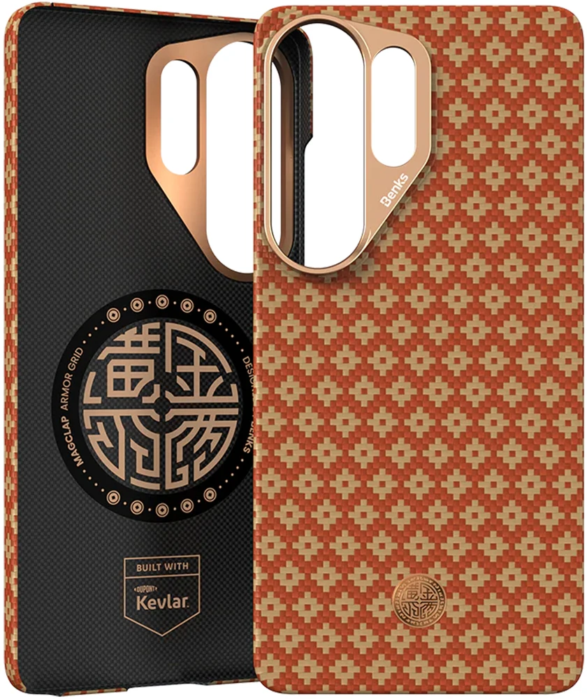 Benks Dėklas Magnetic Armor Air Armor Grid Kevlar Metal Frame 600D (C.K.FL.SA.GD.A050) skirta Samsung Galaxy S26 Ultra FORTUNE oranžinės spalvos
