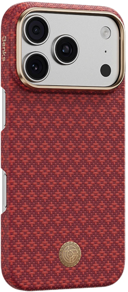 Benks Dėklas Magnetic Armor Air Armor Grid Kevlar Metal Frame 600D (C.K.FL.AP.RD.0072) do Iphone 18 Pro/17 Pro raudona