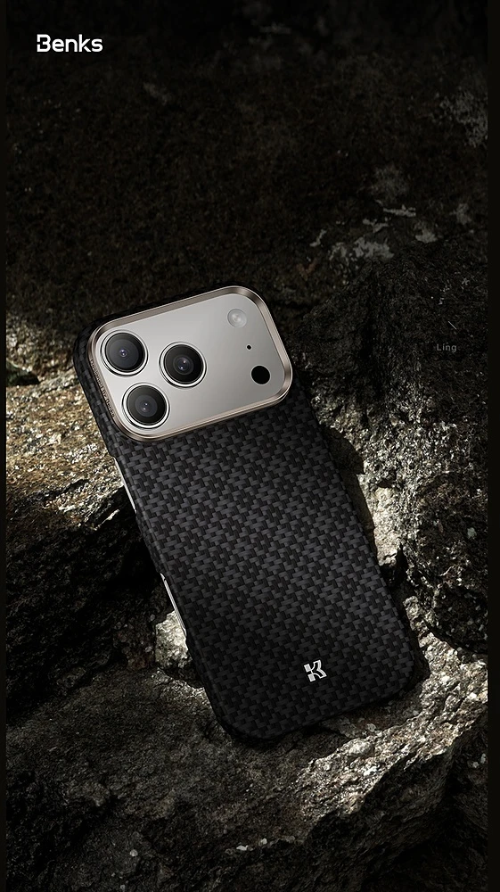 Benks Dėklas Magnetic Armor Air Armor Grid Kevlar Metal Frame 600D (C.K.FL.AP.BK.0072) do Iphone 18 Pro/17 Pro juoda