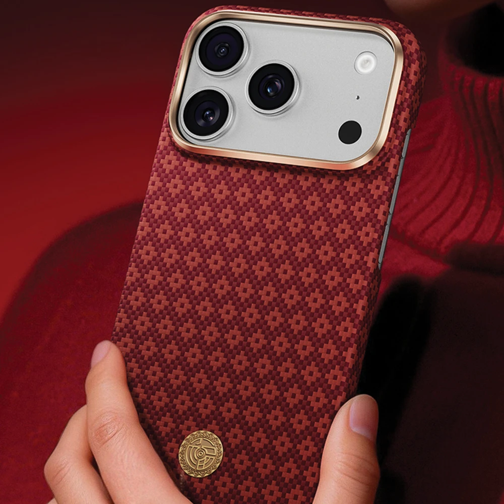 Benks Dėklas Magnetic Armor Air Armor Grid Kevlar Metal Frame 600D (C.K.FL.AP.RD.0073) do Iphone 18 Pro Max/17 Pro Max raudona