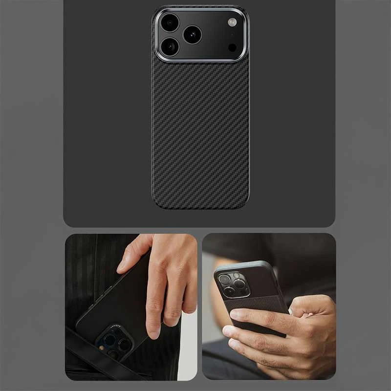 Benks Dėklas Magnetic Armor Air Kevlar Metal Frame 600D (0070) skirtas Apple iPhone 17 Pro Max juodos spalvos