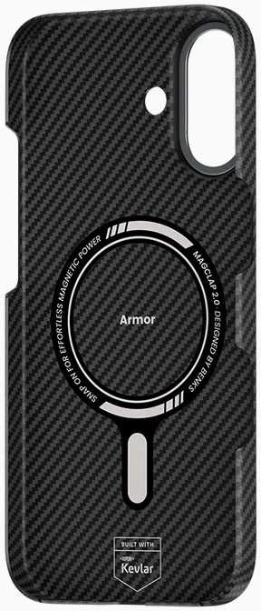 Benks Dėklas Magnetic Armor Air Kevlar Metal Frame 600D (0067) skirtas Apple iPhone 17 juodos spalvos