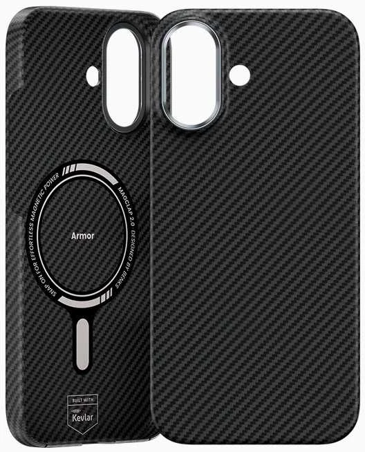 Benks Dėklas Magnetic Armor Air Kevlar Metal Frame 600D (0067) skirtas Apple iPhone 17 juodos spalvos