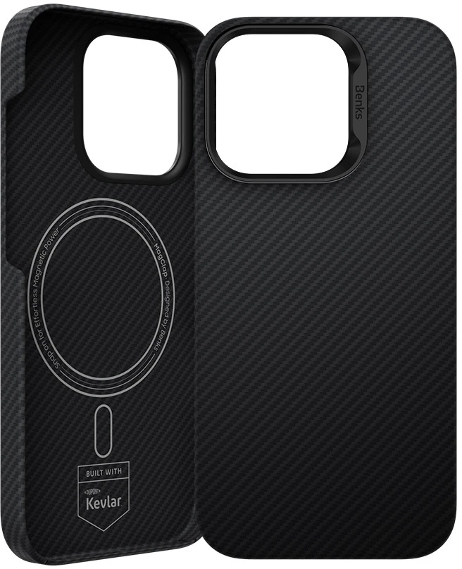 Oem Benks Magnetic Armor Air Kevlar dėklas PC Frame 600D (D066) skirtas Apple iPhone 16 Pro Max juodos spalvos