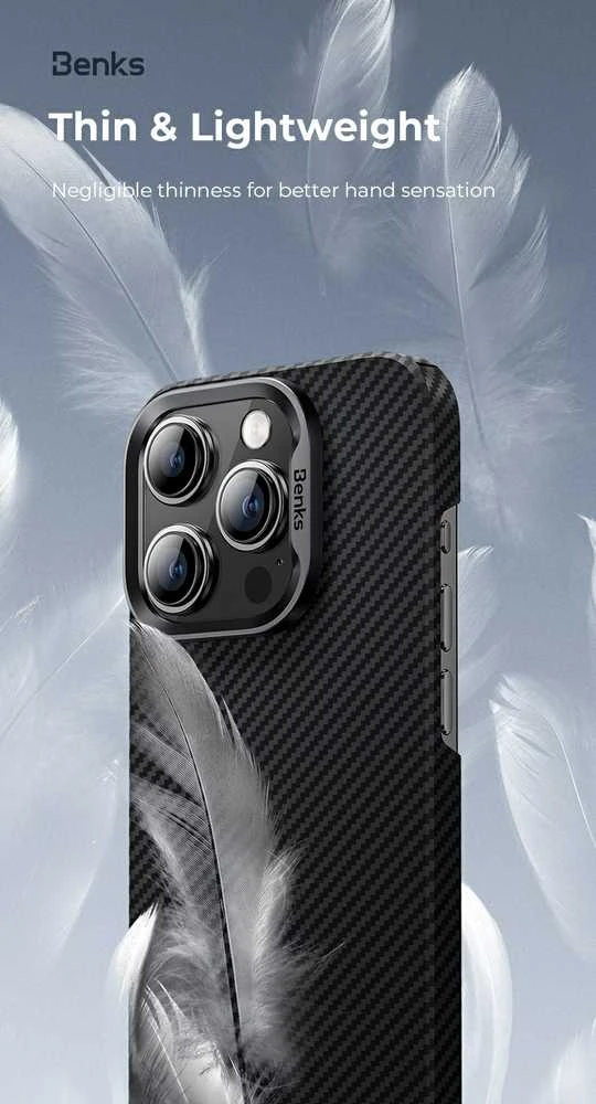 Benks Dėklas Magnetic Armor Air Kevlar PC Frame 600D (E065) skirtas Apple iPhone 16 Pro juodos spalvos