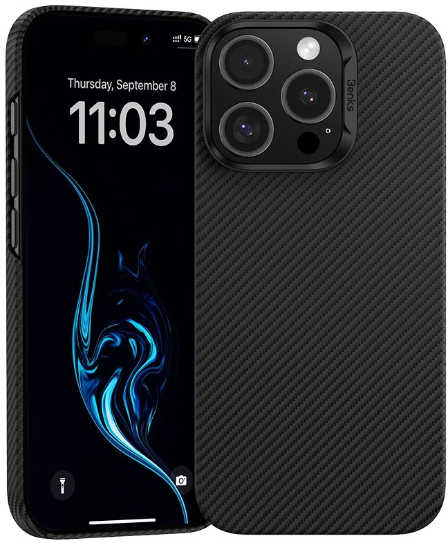 Oem Benks Magnetic Armor Air Kevlar dėklas PC Frame 600D (D066) skirtas Apple iPhone 16 Pro Max juodos spalvos