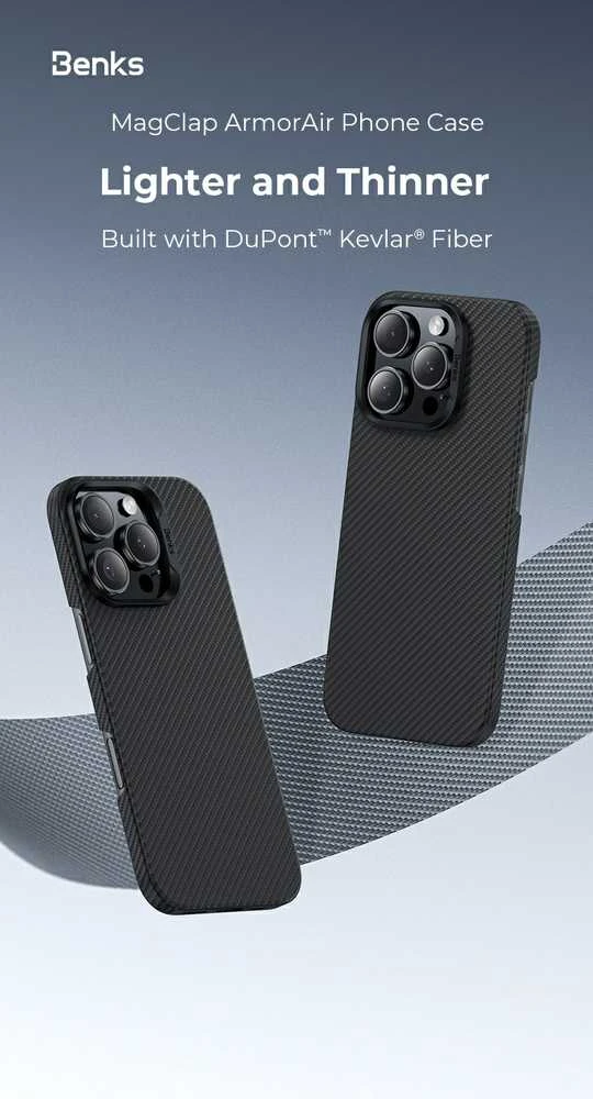 Oem Benks Magnetic Armor Air Kevlar dėklas PC Frame 600D (D066) skirtas Apple iPhone 16 Pro Max juodos spalvos