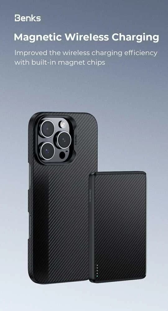 Oem Benks Magnetic Armor Air Kevlar dėklas PC Frame 600D (D066) skirtas Apple iPhone 16 Pro Max juodos spalvos
