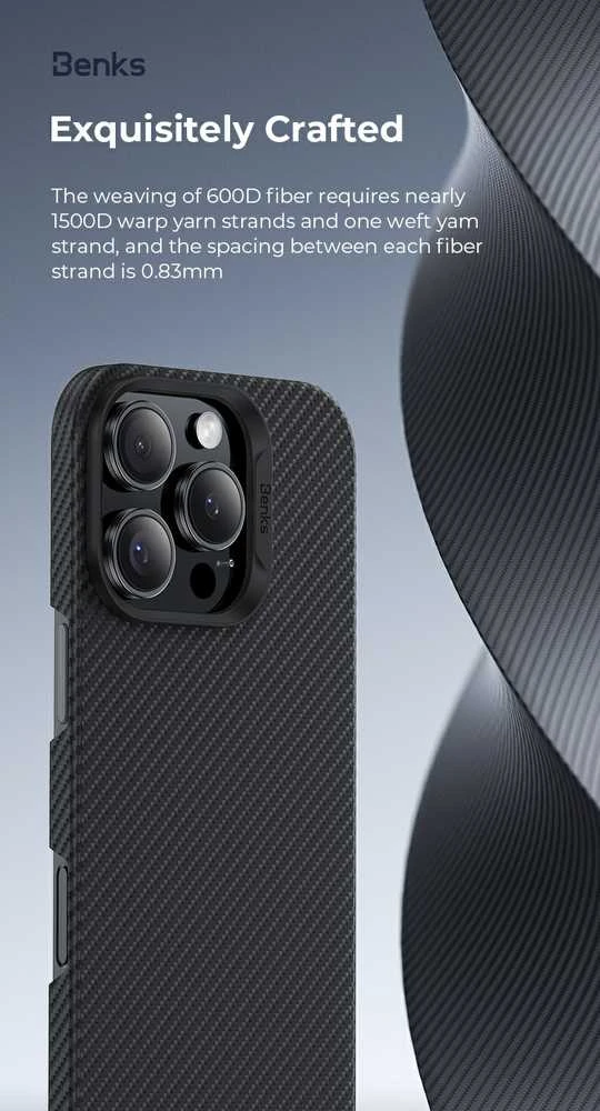 Oem Benks Magnetic Armor Air Kevlar dėklas PC Frame 600D (D066) skirtas Apple iPhone 16 Pro Max juodos spalvos