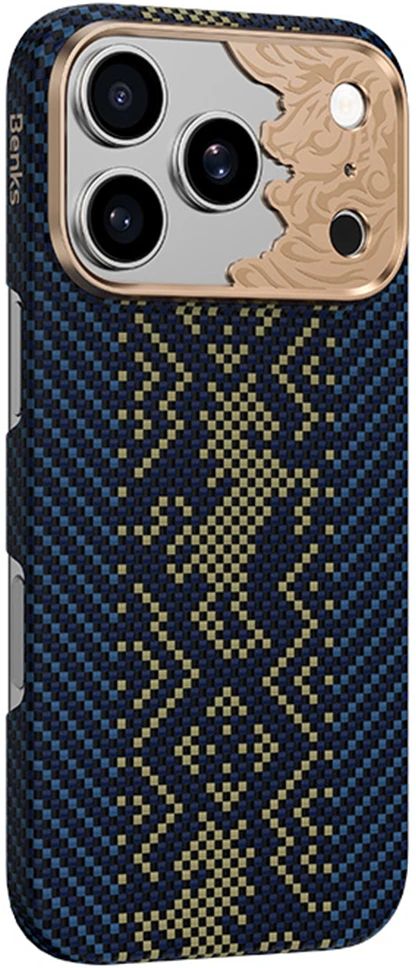 Benks Dėklas Magnetic Armor Air Knight Kevlar Metal Frame (C.K.FL.AP.GD.C072) do Iphone 18 Pro/17 Pro mėlyna