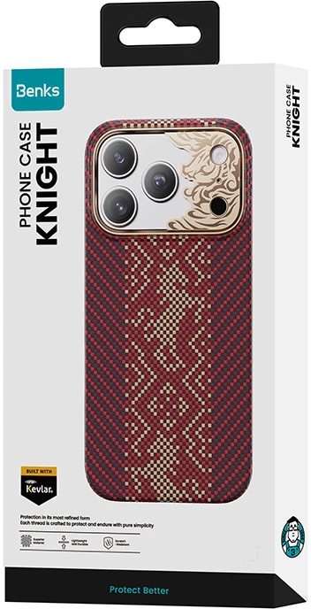 Benks Dėklas Magnetic Armor Air Knight Kevlar Metal Frame (C.K.FL.AP.GD.J073) do Iphone 18 Pro Max/17 Pro Max raudona