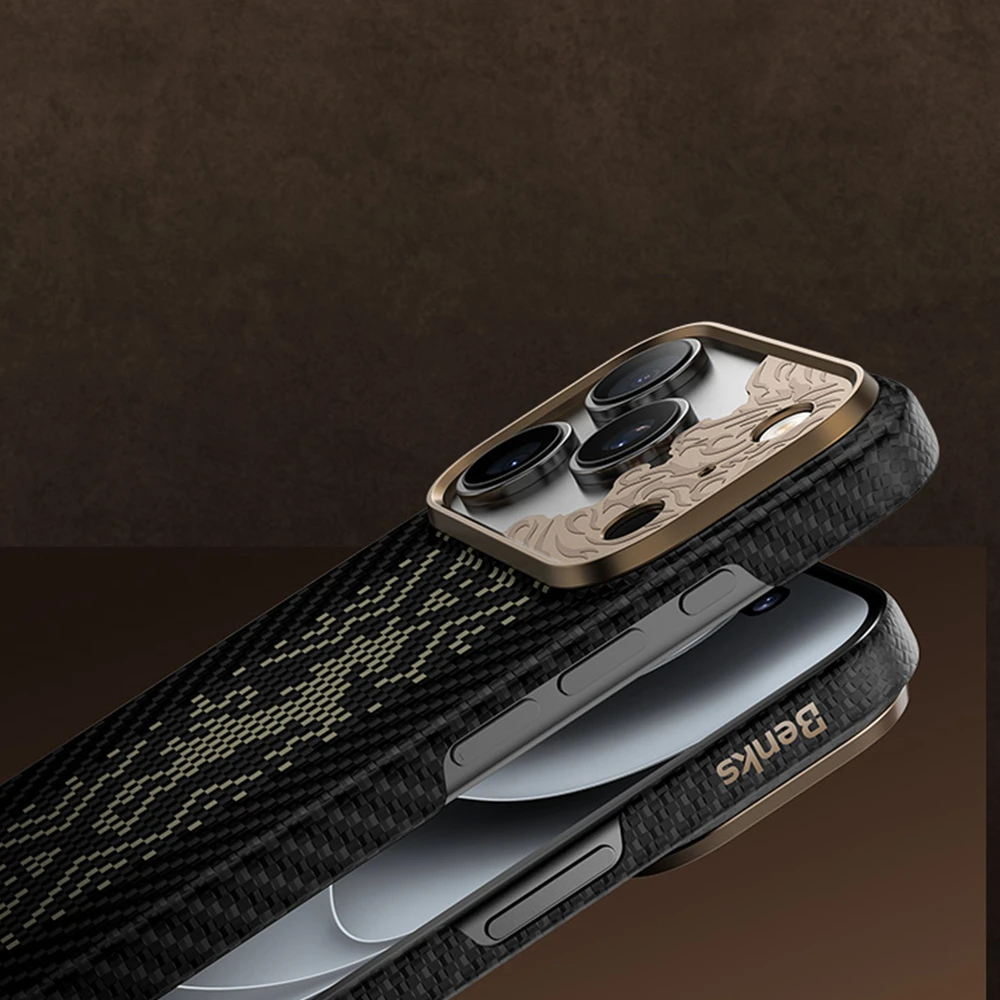 Benks Dėklas Magnetic Armor Air Knight Kevlar Metal Frame (C.K.FL.AP.GD.X072) do Iphone 18 Pro/17 Pro juoda