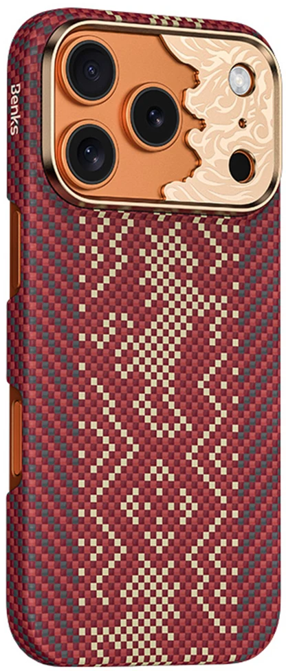 Benks Dėklas Magnetic Armor Air Knight Kevlar Metal Frame (C.K.FL.AP.GD.J072) do Iphone 18 Pro/17 Pro raudona