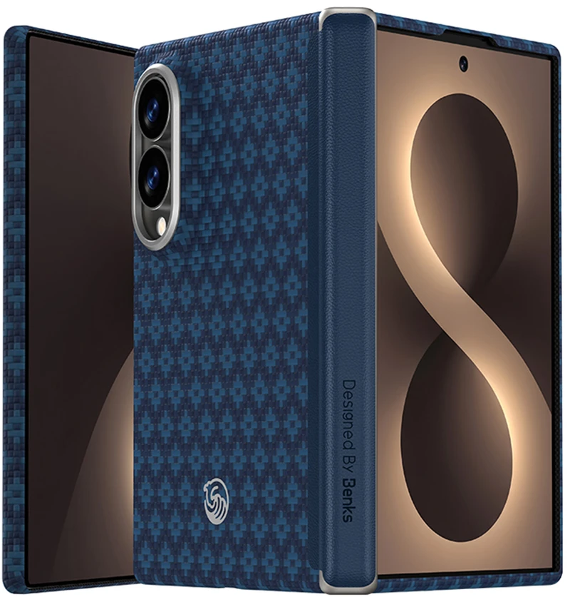 Benks Dėklas Magnetic Armor Grid Air Grand Combo (C.K.FL.SA.BE.S060) skirtas Samsung Galaxy Z Fold 8 mėlynos spalvos
