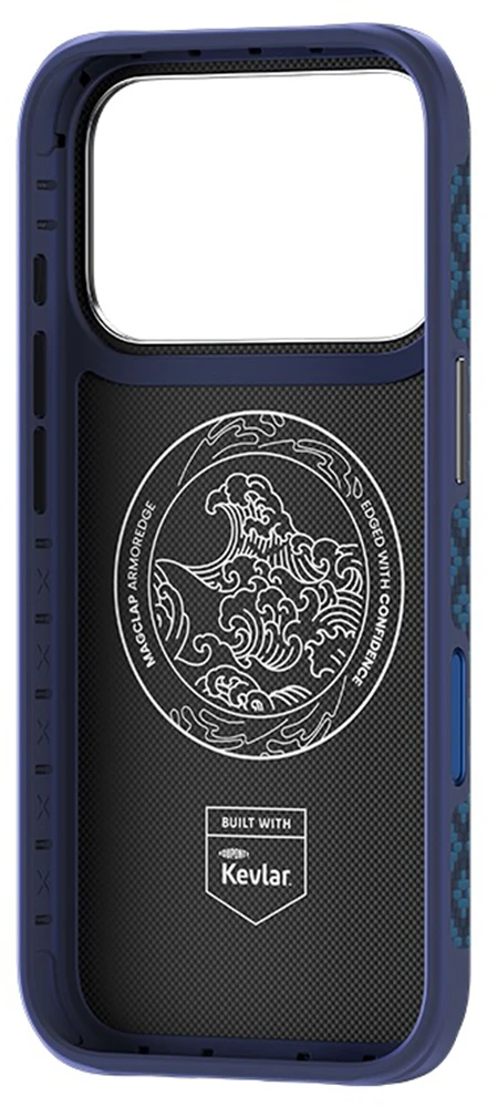 Benks Dėklas Magnetic Armor Grid Edge X9 Kevlar Metal Frame (C.K.FL.AP.BE.X073) do Iphone 18 Pro Max/17 Pro Max mėlyna