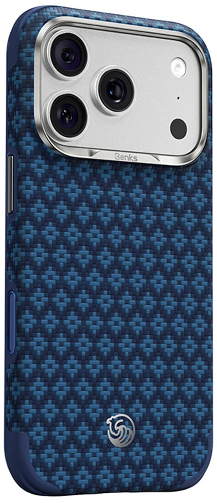 Benks Dėklas Magnetic Armor Grid Edge X9 Kevlar Metal Frame (C.K.FL.AP.BE.X073) do Iphone 18 Pro Max/17 Pro Max mėlyna