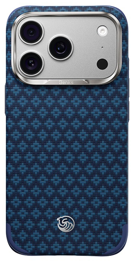 Benks Dėklas Magnetic Armor Grid Edge X9 Kevlar Metal Frame (C.K.FL.AP.BE.X073) do Iphone 18 Pro Max/17 Pro Max mėlyna