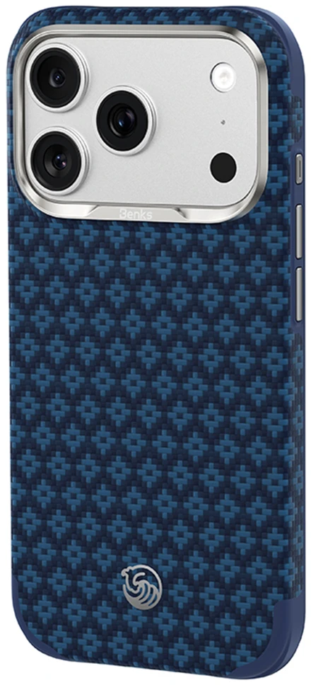 Benks Dėklas Magnetic Armor Grid Edge X9 Kevlar Metal Frame (C.K.FL.AP.BE.X073) do Iphone 18 Pro Max/17 Pro Max mėlyna