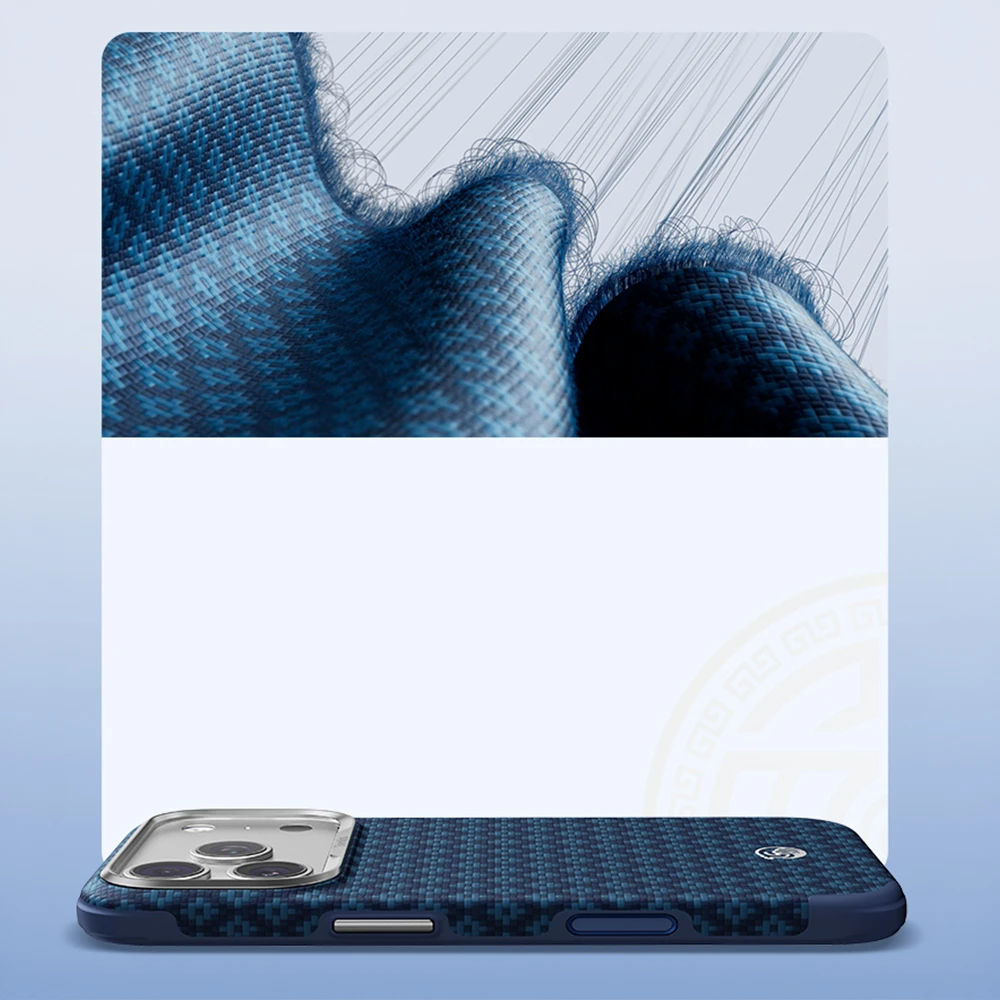 Benks Dėklas Magnetic Armor Grid Edge X9 Kevlar Metal Frame (C.K.FL.AP.BE.X073) do Iphone 18 Pro Max/17 Pro Max mėlyna
