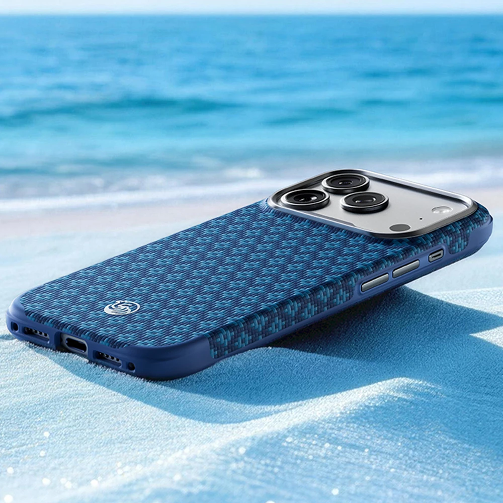Benks Dėklas Magnetic Armor Grid Edge X9 Kevlar Metal Frame (C.K.FL.AP.BE.X073) do Iphone 18 Pro Max/17 Pro Max mėlyna