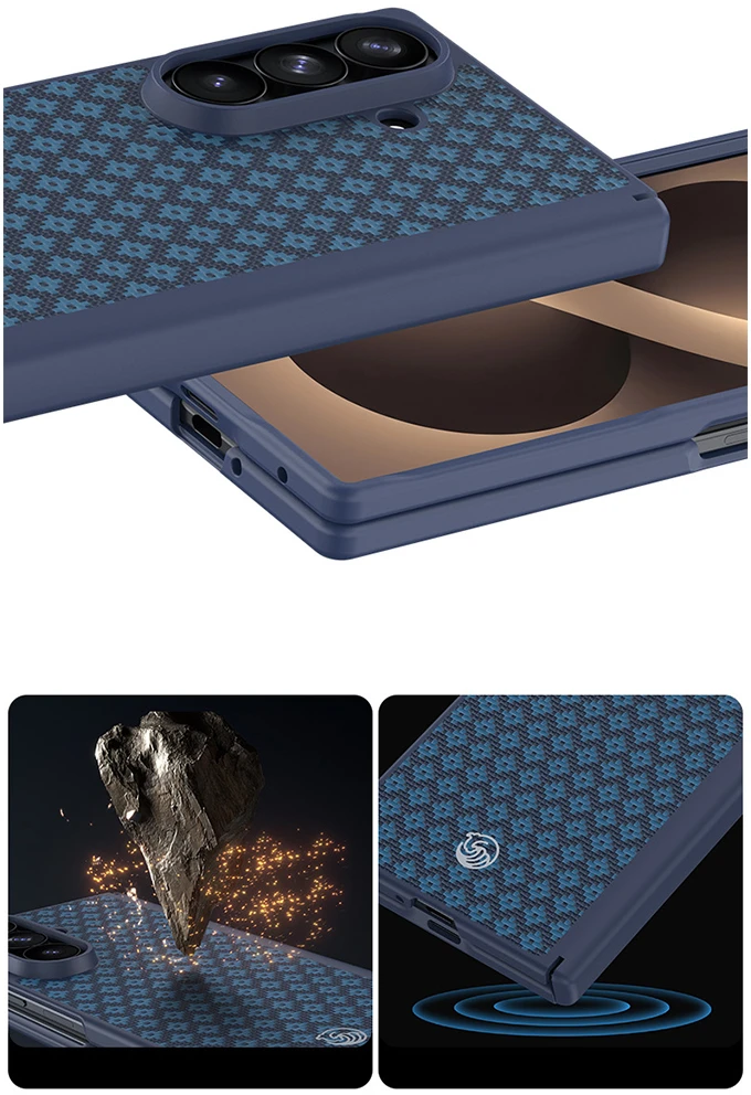 Benks Dėklas Magnetic Armor Grid Pro Grand Combo (C.K.FL.SA.BE.C051) skirtas Samsung Galaxy Z Fold 8 Ultra mėlynos spalvos