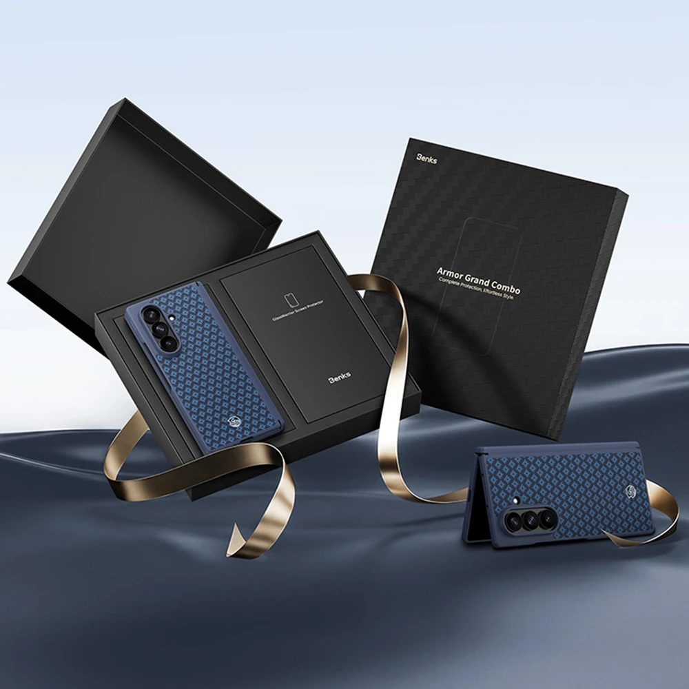 Benks Dėklas Magnetic Armor Grid Pro Grand Combo (C.K.FL.SA.BE.C051) skirtas Samsung Galaxy Z Fold 8 Ultra mėlynos spalvos
